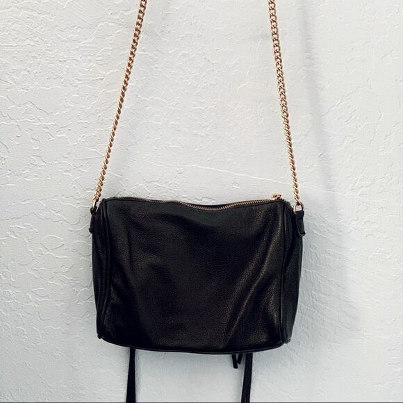 Black & Gold Faux Leather Crossbody Bag Size OS - Picture 9 of 14